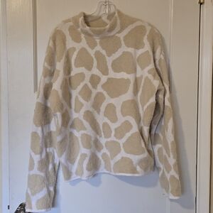 Caslon Cream and White Giraffe Print Turtleneck Sweater